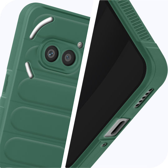 Калъф Avizar за Nothing Phone 2a, Текстуриран Силиконов Релефен Дизайн, Тъмно Зелен