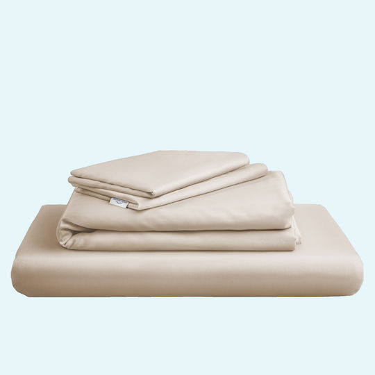 Nordic Paradise Bettbezug-Set Baumwolle Übergröße mit 2 Kissenbezügen & 1 Bettlaken 220x240 Ivory Biege