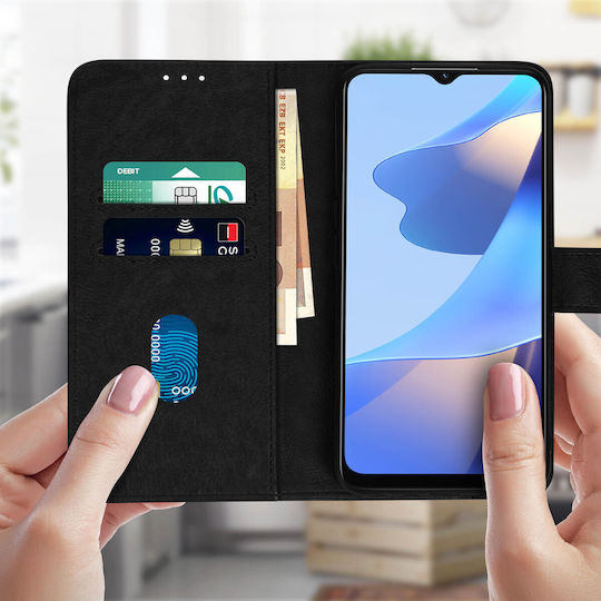 Case Oppo A16 A16s Clamshell Wallet Function Video Stand Black