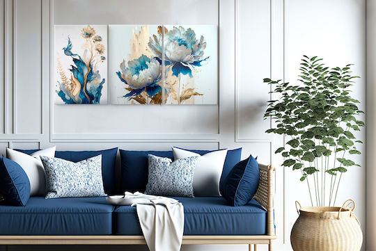 Naklejkomania Τρίπτυχος Πίνακας σε Καμβά 60x120cm