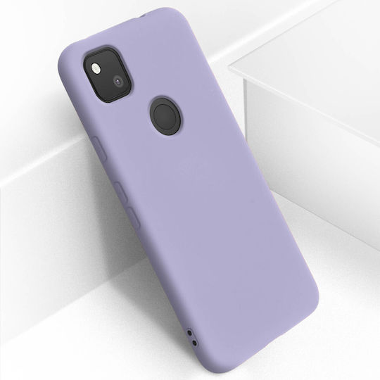 Back Cover Google Pixel 4a Semi-rigid Soft Touch Compatible Qi Purple