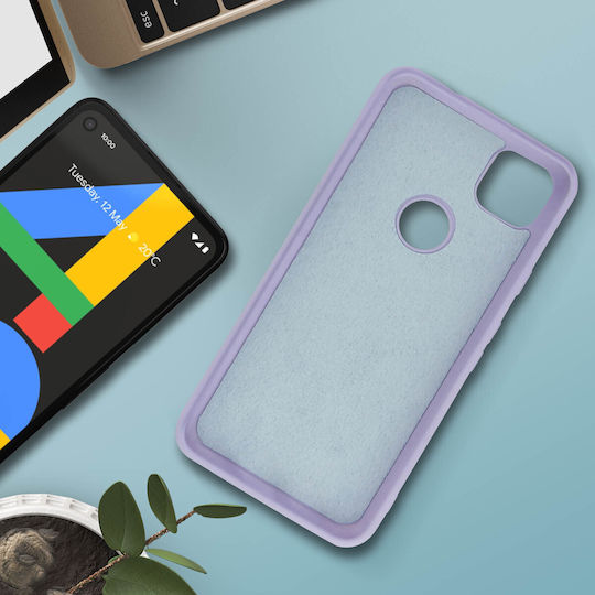 Back Cover Google Pixel 4a Semi-rigid Soft Touch Compatible Qi Purple