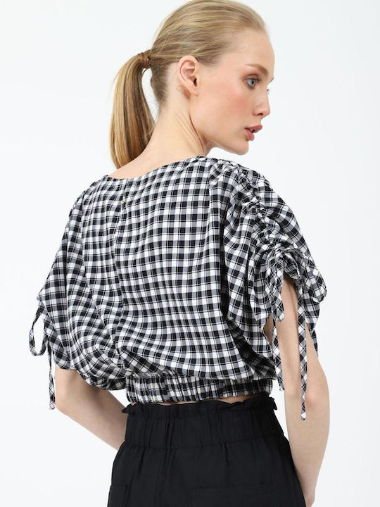 Doca Women's Crop Top Checked Black