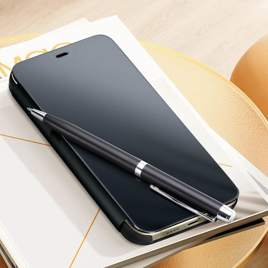 Clear View Case Iphone 15 Pro Max Mirror Flap Support Function Black