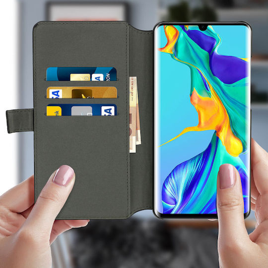 Huawei P30 Pro Flip Case Card Holder Textured Effect Façonnable Black