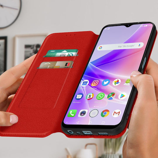 Oppo A77 Case Card-holder Cover Video Stand Red