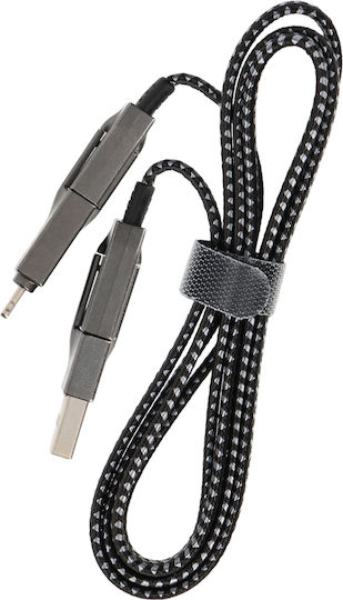 LinQ Плетена USB към Type-C / Lightning Кабел Черен 1м (D2744)