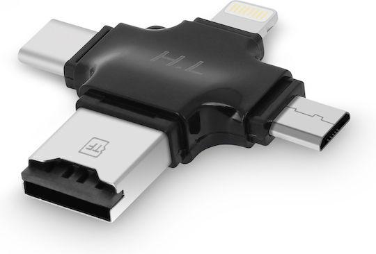 Avizar Card Reader Lightning micro USB Type-C για microSD