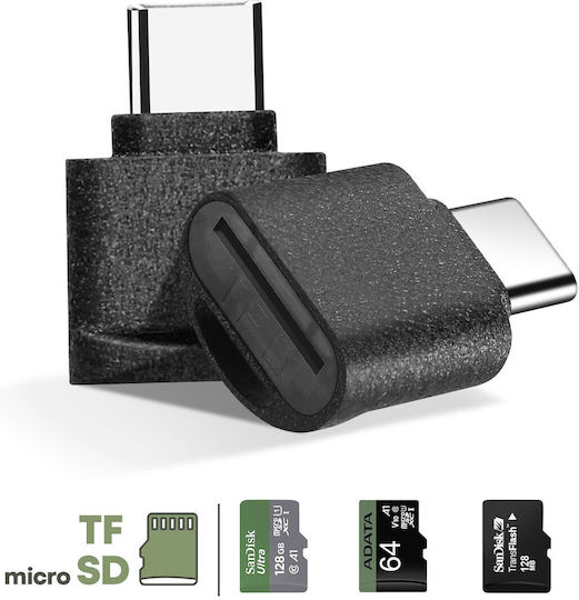 Avizar Mini Cititor Carduri Micro Sd Tf Negru Adaptor Usb-C Negru