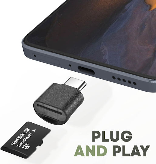 Avizar Mini Cititor Carduri Micro Sd Tf Negru Adaptor Usb-C Negru
