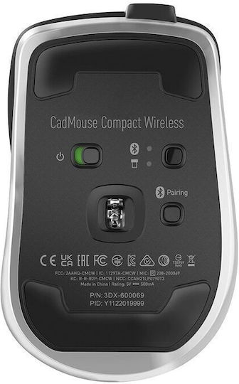 3D Connexion Cadmouse Compact Wireless Ergonomic Mouse Gray