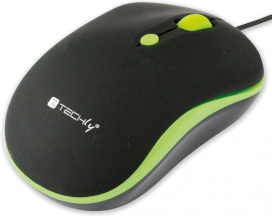 Techly IM 1600-WT-BG Ενσύρματο Ποντίκι Black/Green
