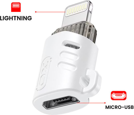 XO Μετατροπέας micro USB female σε Lightning male Λευκό 1τμχ XO-NB256F