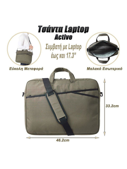 Αδιάβροχη Τσάντα Ώμου / Χειρός για Laptop 17.3" Army Green 0123.043