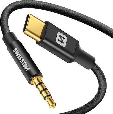 Swissten USB 2.0 Cable USB-C male - 3.5mm Black 1.5m (73501303)