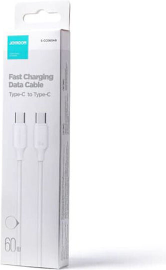 Joyroom S-CC060A9 USB 2.0 Cable USB-C male - USB-C 60W Λευκό 0.25m