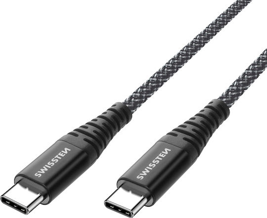 Swissten Braided USB 2.0 Cable USB-C Male - USB-C Black 1.5m