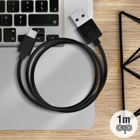 Forever USB 2.0 Kabel USB-C männlich - USB-A Schwarz 1m