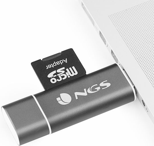 NGS Ally Card Reader micro USB Type-C για SD/microSD Γκρι