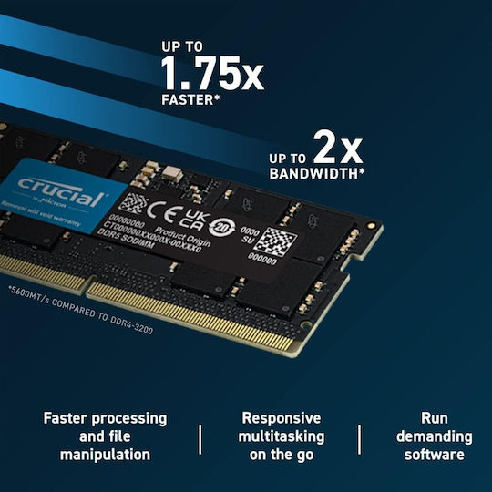Crucial DDR5 with Module 1x32GB and Speed 5600 for Laptop