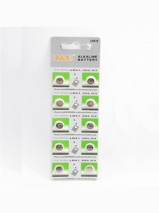 T&E Αλκαλικές Μπαταρίες Ρολογιών LR41 1.55V 10τμχ