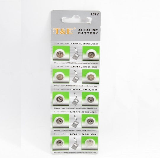 T&E Batterien Alkalisch für Uhren LR41 1.55V 10Stück