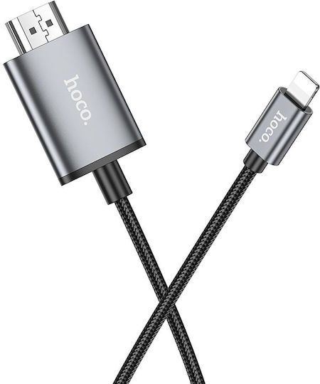Hoco Ua27 Cablu HDMI de sex masculin - Fulger masculin 2m Gri