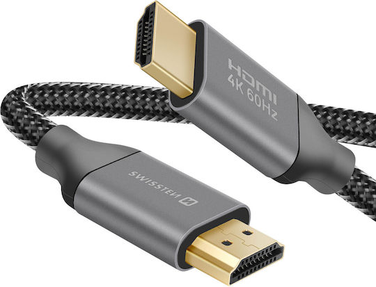 Swissten HDMI 2.0 Premium High Speed 4K 60Hz HDR Braided Cable HDMI Male - HDMI Male 1m Gray