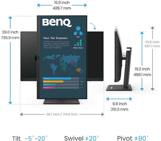 BenQ BL3290QT IPS Monitor 31.5" QHD 2560x1440 με Χρόνο Απόκρισης 5ms GTG