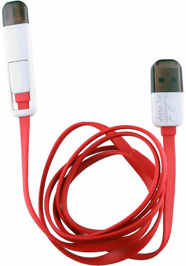 Volte-Tel Flach USB zu Blitzschlag / Micro-USB Kabel 2.1A Rot 1m (8157219)