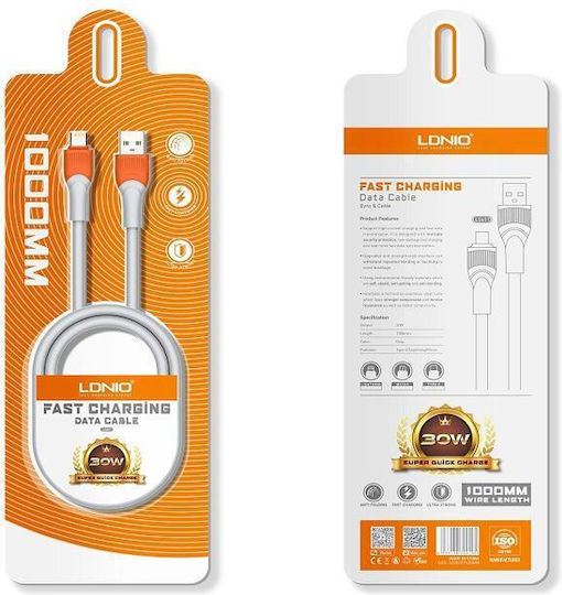 Ldnio Regular USB 2.0 to micro USB Cable Γκρι 1m 1τμχ