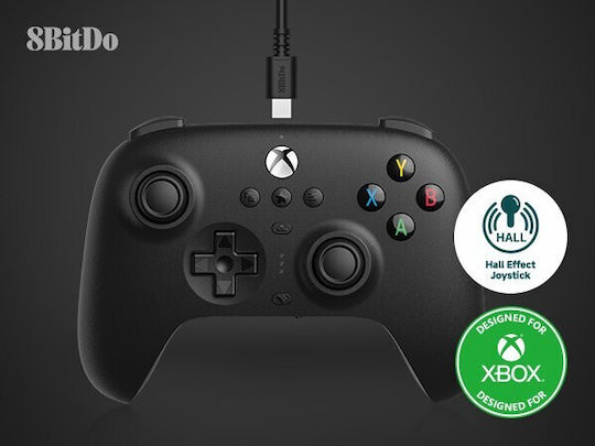8Bitdo Ultimate Hall Edition Verkabeltes Gamepad mit Hall-Effekt-Sticks für Xbox One / Xbox-Serie Schwarz