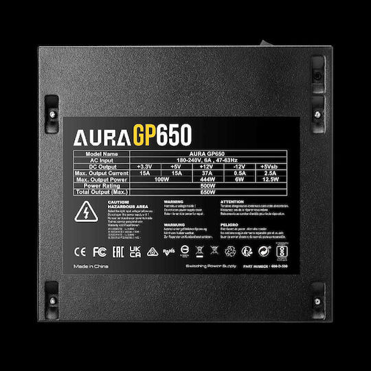 Gamdias Aura GP650 650W Черен Компютърно захранване Пълен кабел