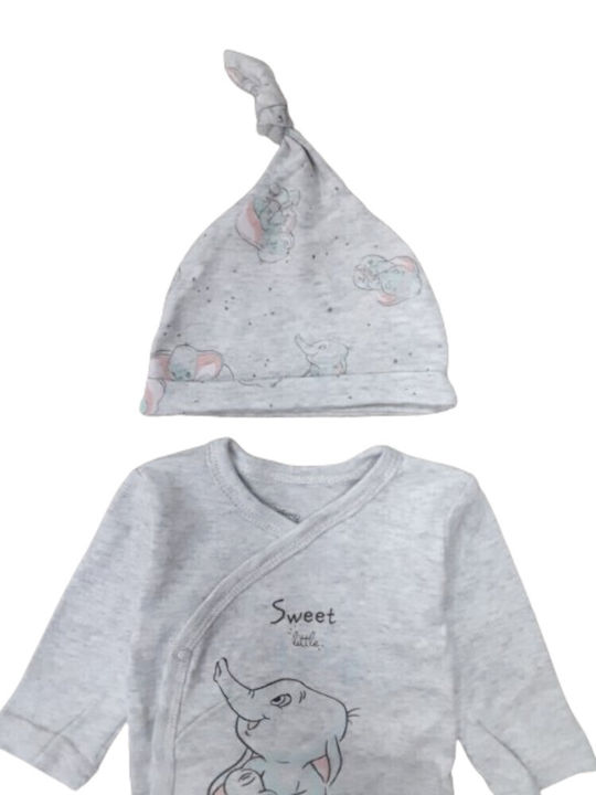Disney Sweet Elephant Σετ Κορμάκι με Παντελόνι Sweet Elephant White Grey 4τμχ