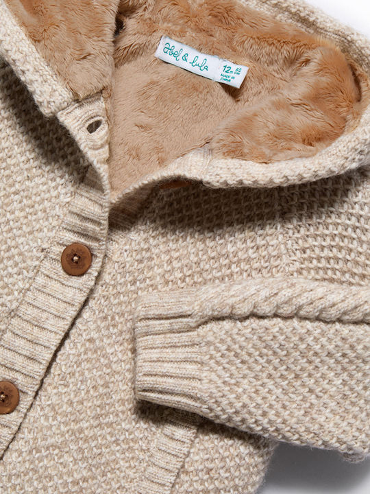 Kids Cardigan Knitted with Hood White