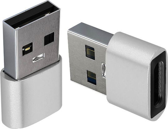 Avizar Convertor USB-A Masculin în USB-C Feminin Argintiu 1 Bucată ADA-MINI-C2A