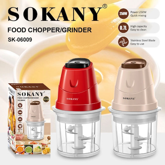 Sokany Πολυκόπτης Multi 250W με Δοχείο 700ml Κόκκινος