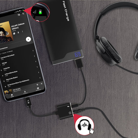 Avizar Конвертор USB-C мъжки към 3.5mm / USB-C женски 1 брой ADA-HL095-BK