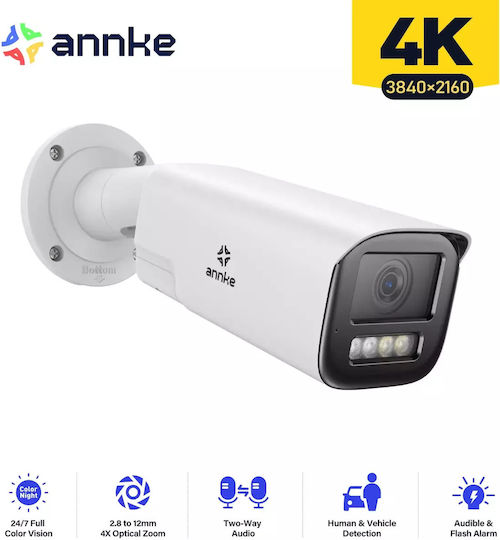 Annke I91DE IP Surveillance Camera 4K Waterproof with Two-Way Communication and Lens 2.8-12mm
