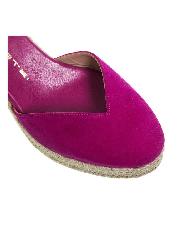 Mourtzi Platforme dama în stil espadrile Fuchsia