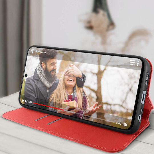 Honor 70 Lite X8 5g X6 Case Card-holder Cover Video Stand Red