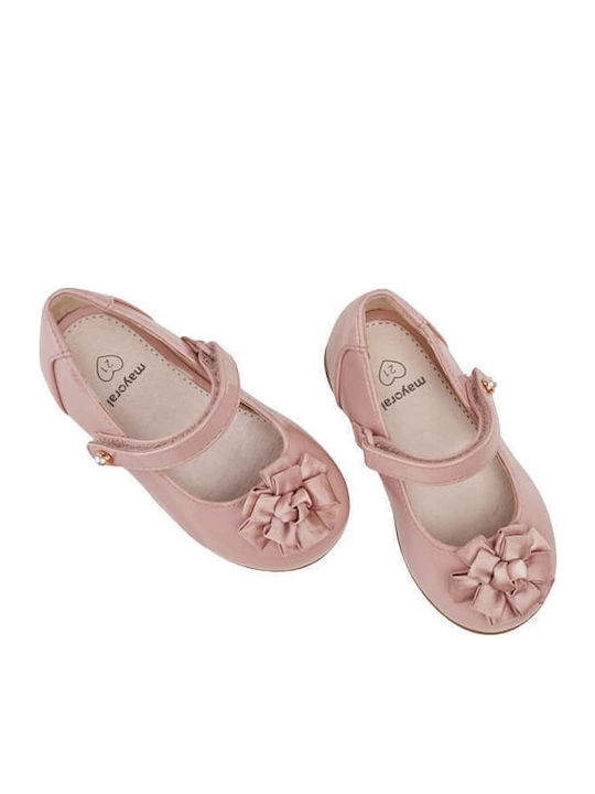 Kids Anatomic Leather Ballerinas with Hoop & Loop Closure Pink