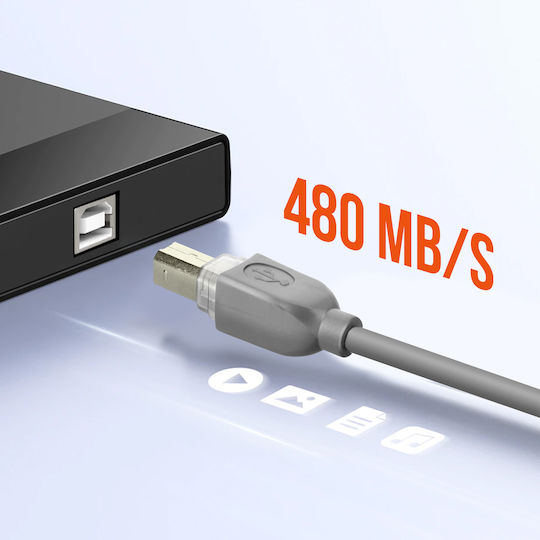 LinQ USB 2.0 Cable USB-B male - Γκρι 1.8m U18B