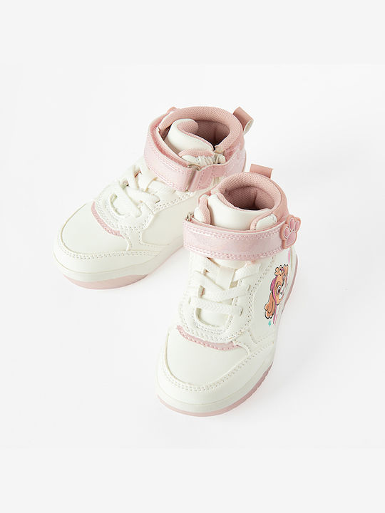Παιδικά Sneakers High με Σκρατς Λευκά
