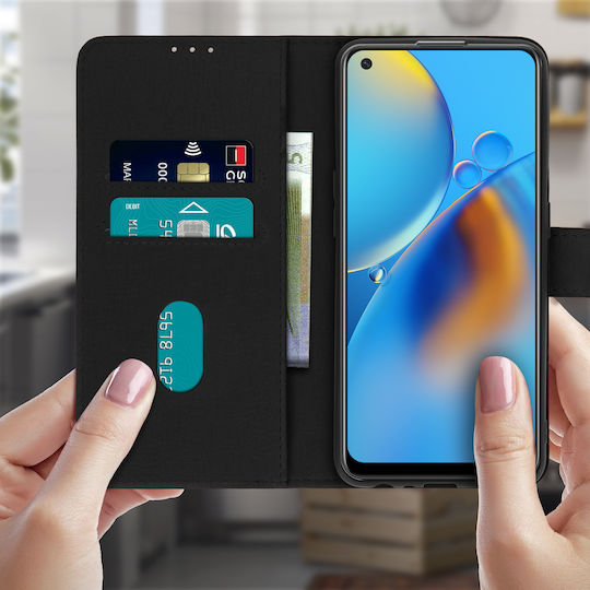 Rückseite Oppo A74 Vollfunktions-Geldbörse Schwarz