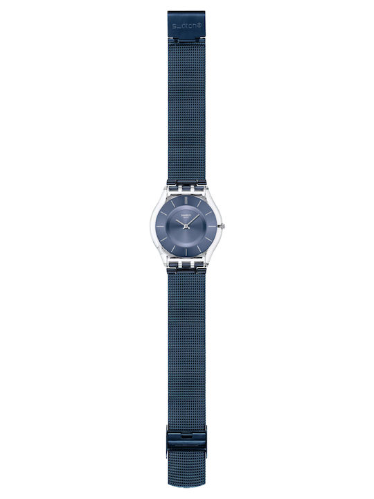 Swatch Cool Skies Γυναικείο Ρολόι 34mm Μπαταρίας με Μπλε Μεταλλικό Μπρασελέ