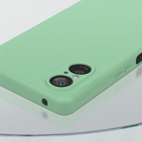 Калъф Sony Xperia 5 V Полутвърд С меко покритие и каишка Зелен