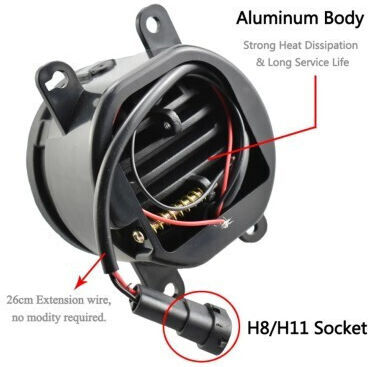 Set de 2 Lumini de Ceață LED Dacia Renault Nissan Lumină Albă Diametru 3" 90mm 30w 12/24v Plug H11 H8