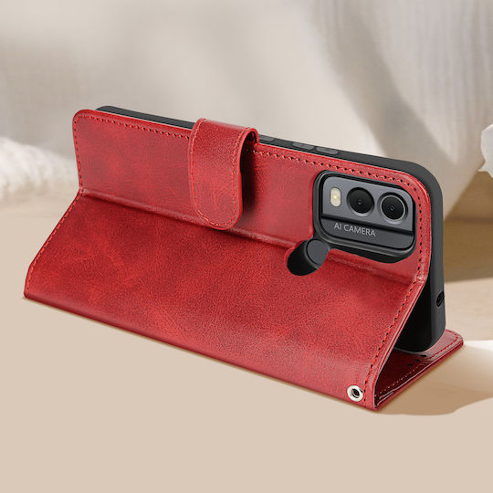 Avizar Folio Case Nokia C22 Wallet Hand Strap Red