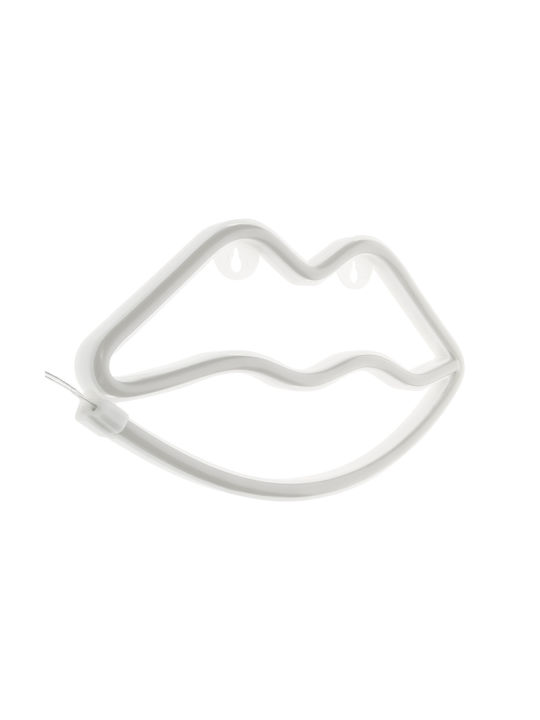 Neon Lip Light Wall Hanger Power Cable Aa Batteries Red